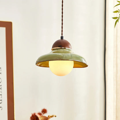 Ceramic Dome Pendant Light with Glass Diffuser | Solvera