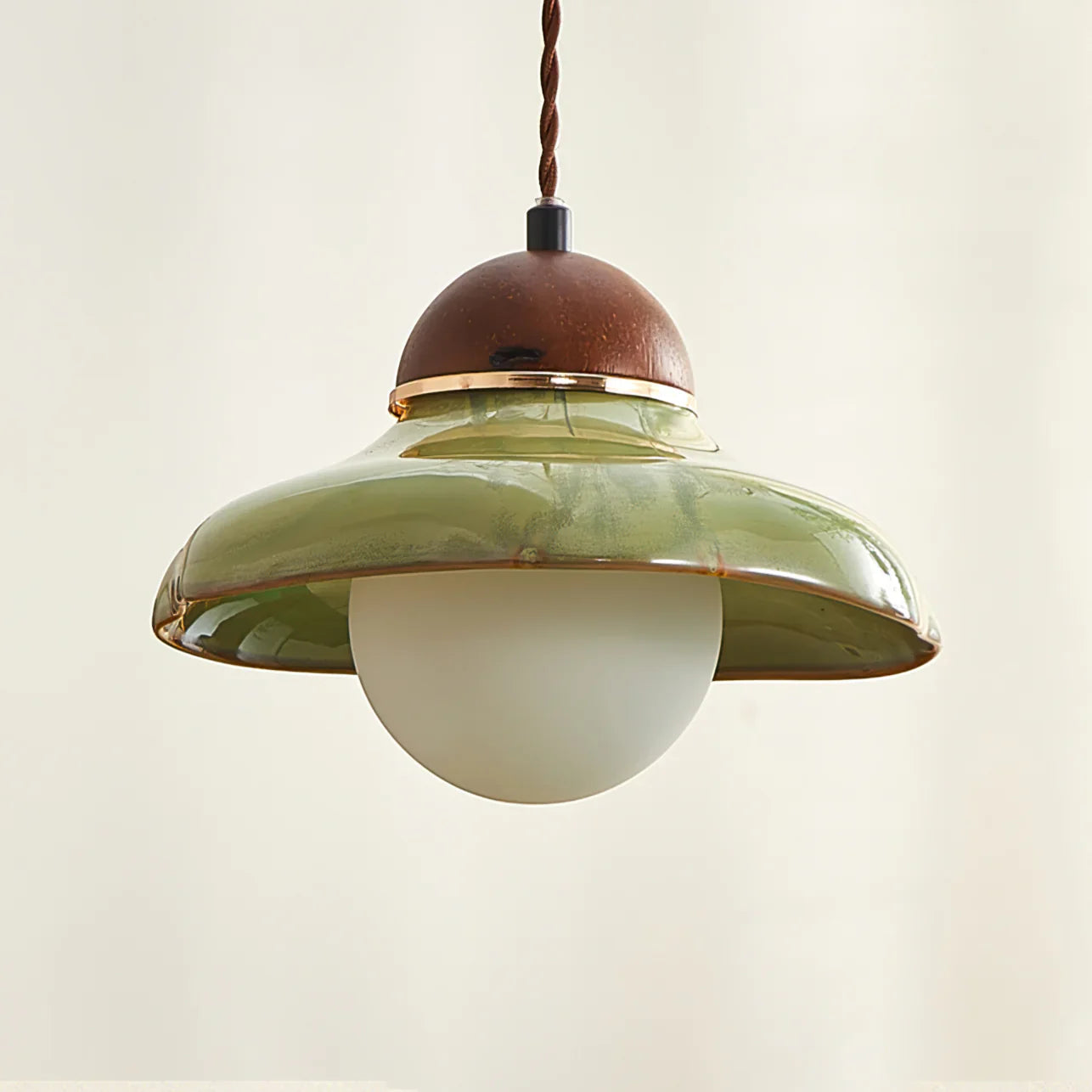 Ceramic Dome Pendant Light with Glass Diffuser | Solvera