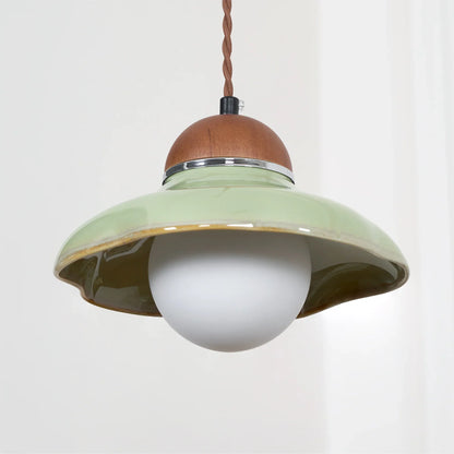 Ceramic Dome Pendant Light with Glass Diffuser | Solvera