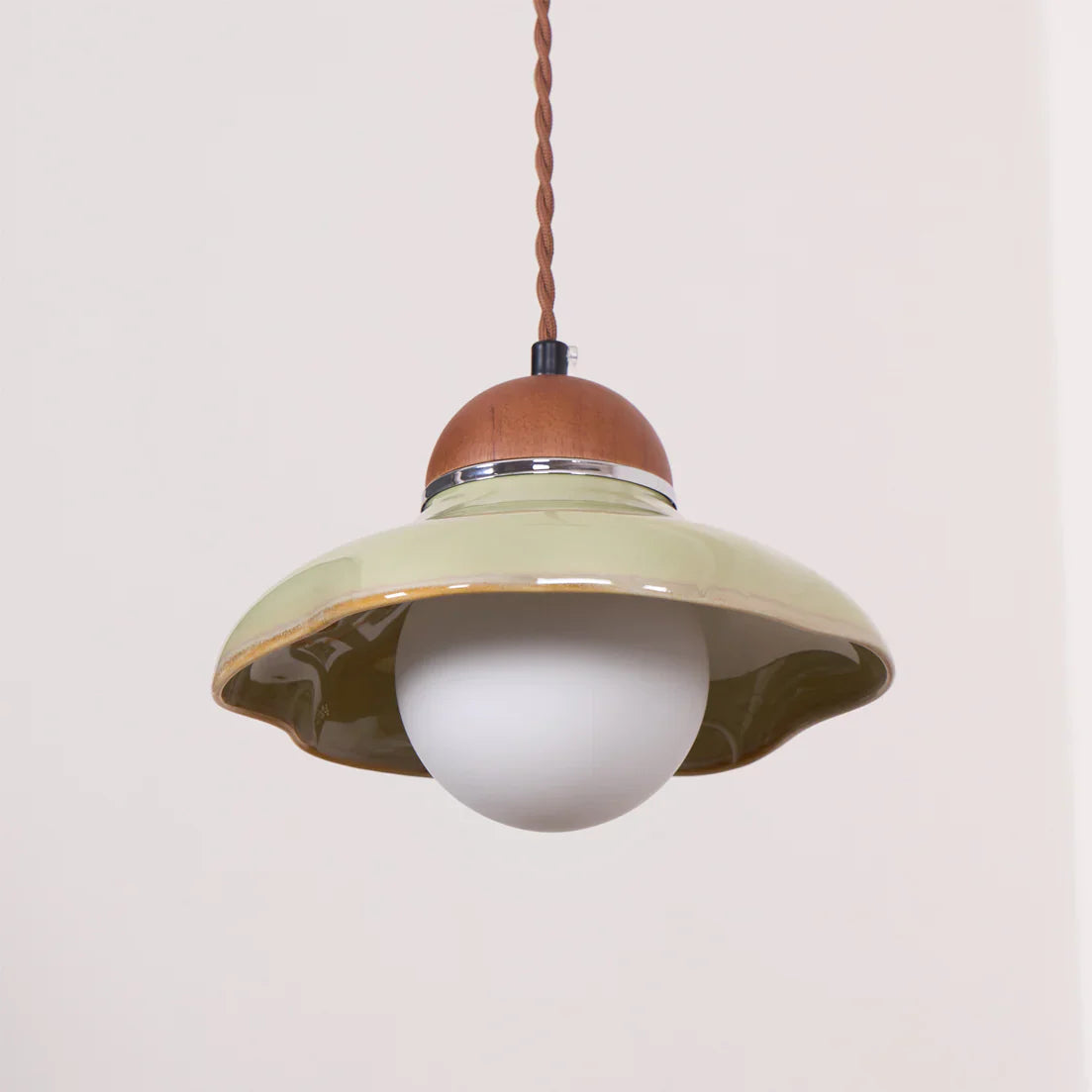 Ceramic Dome Pendant Light with Glass Diffuser | Solvera