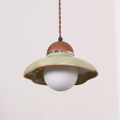 Ceramic Dome Pendant Light with Glass Diffuser | Solvera