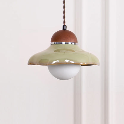 Ceramic Dome Pendant Light with Glass Diffuser | Solvera