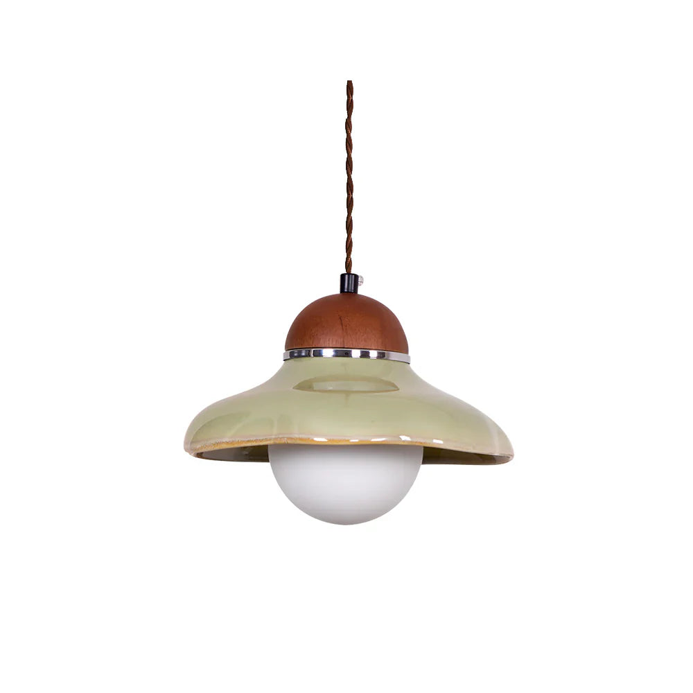 Ceramic Dome Pendant Light with Glass Diffuser | Solvera