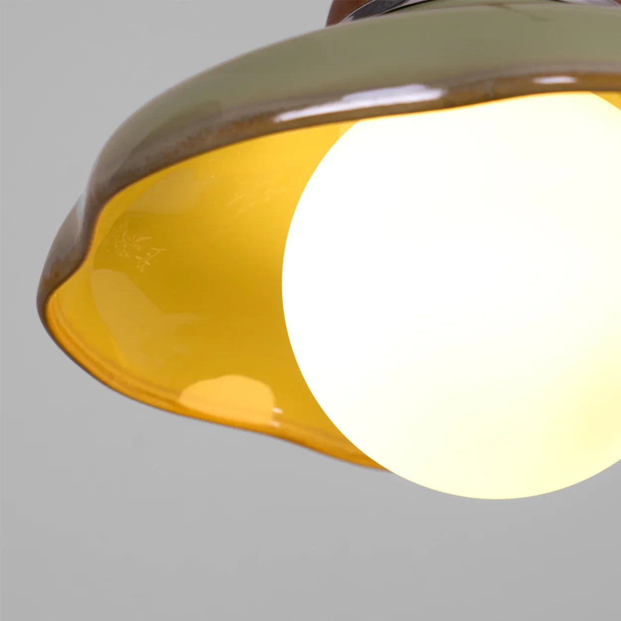 Ceramic Dome Pendant Light with Glass Diffuser | Solvera