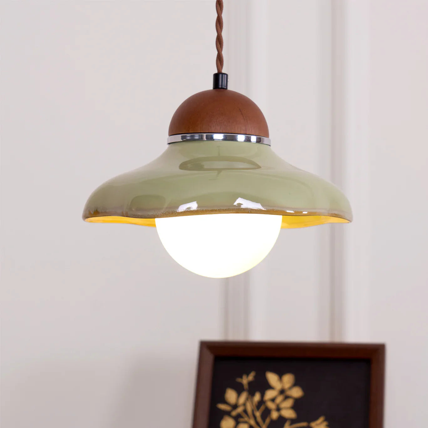 Ceramic Dome Pendant Light with Glass Diffuser | Solvera