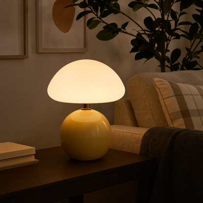 Ceramic Mushroom Style Table Lamp Modern Bauhaus | Novesa