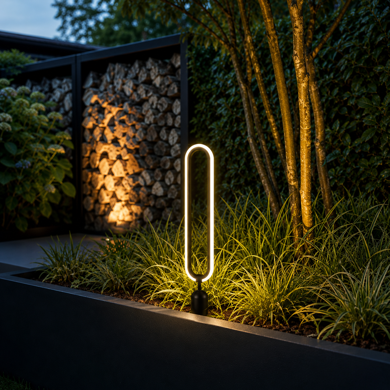 Elliptical Solar Ring Outdoor Path Light Metal Frame | Morvane