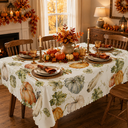 Thanksgiving Tablecloth with Fall Pumpkin Print