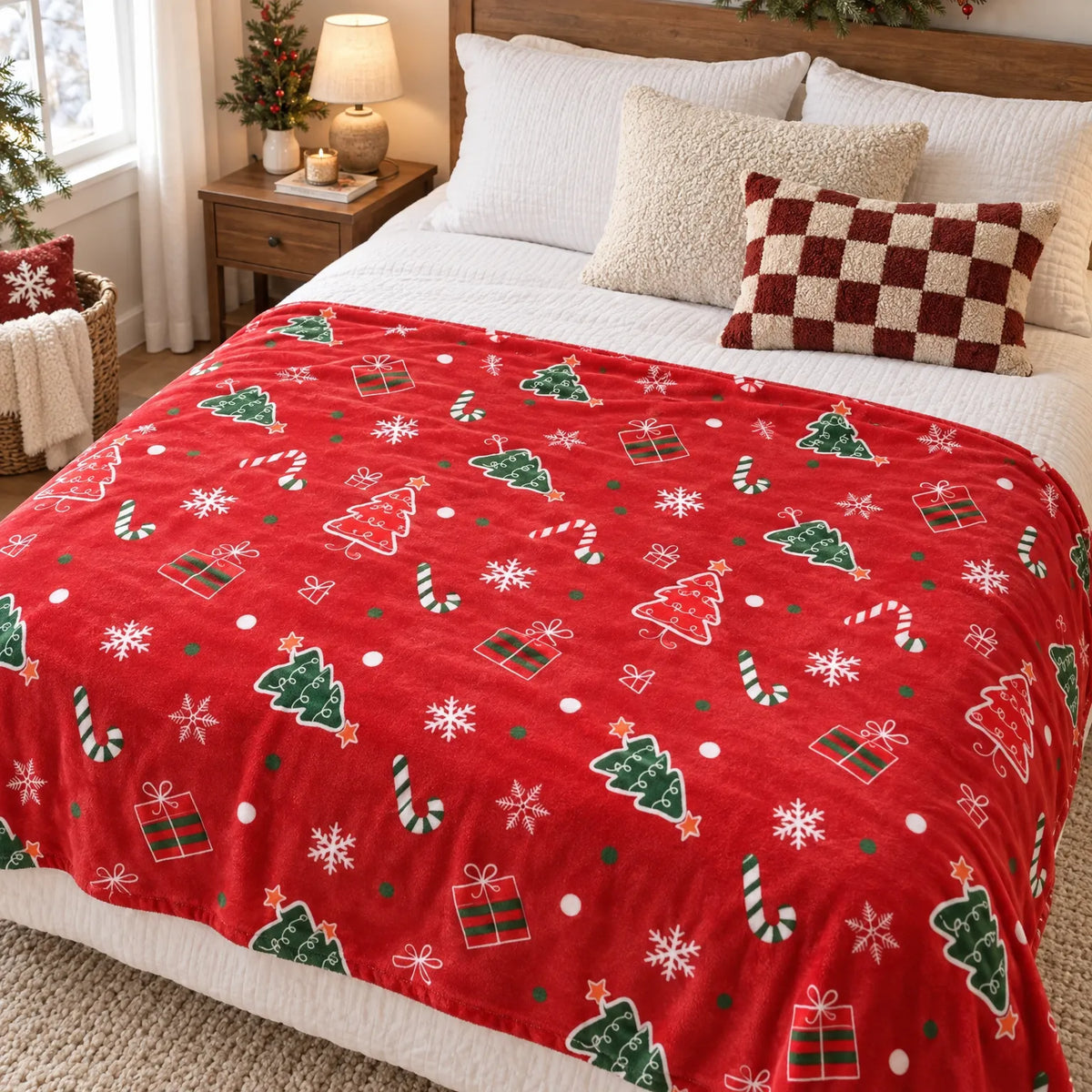 Christmas Cartoon Pattern Throw Blanket