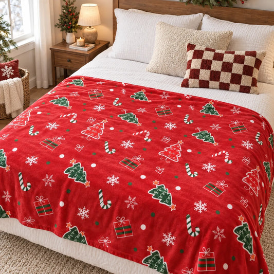 Christmas Cartoon Pattern Throw Blanket