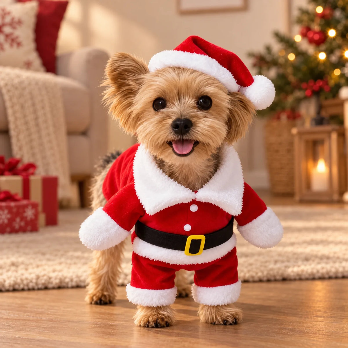 Christmas Dog Santa Costume Set
