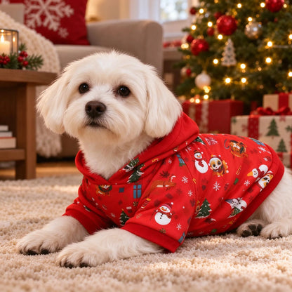 Christmas Hooded Dog Pullover Sweatshirt