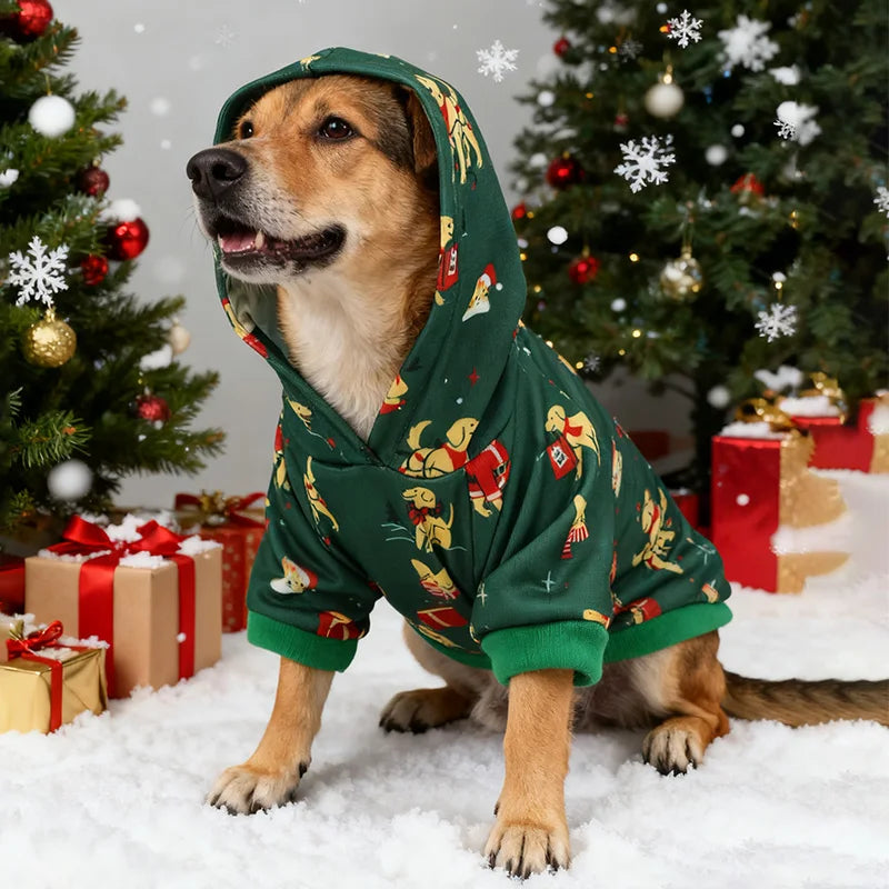 Christmas Hooded Dog Pullover Sweatshirt
