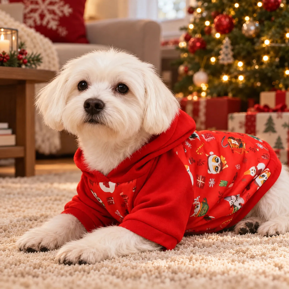 Christmas Hooded Dog Pullover Sweatshirt