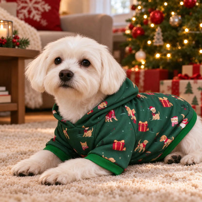 Christmas Hooded Dog Pullover Sweatshirt
