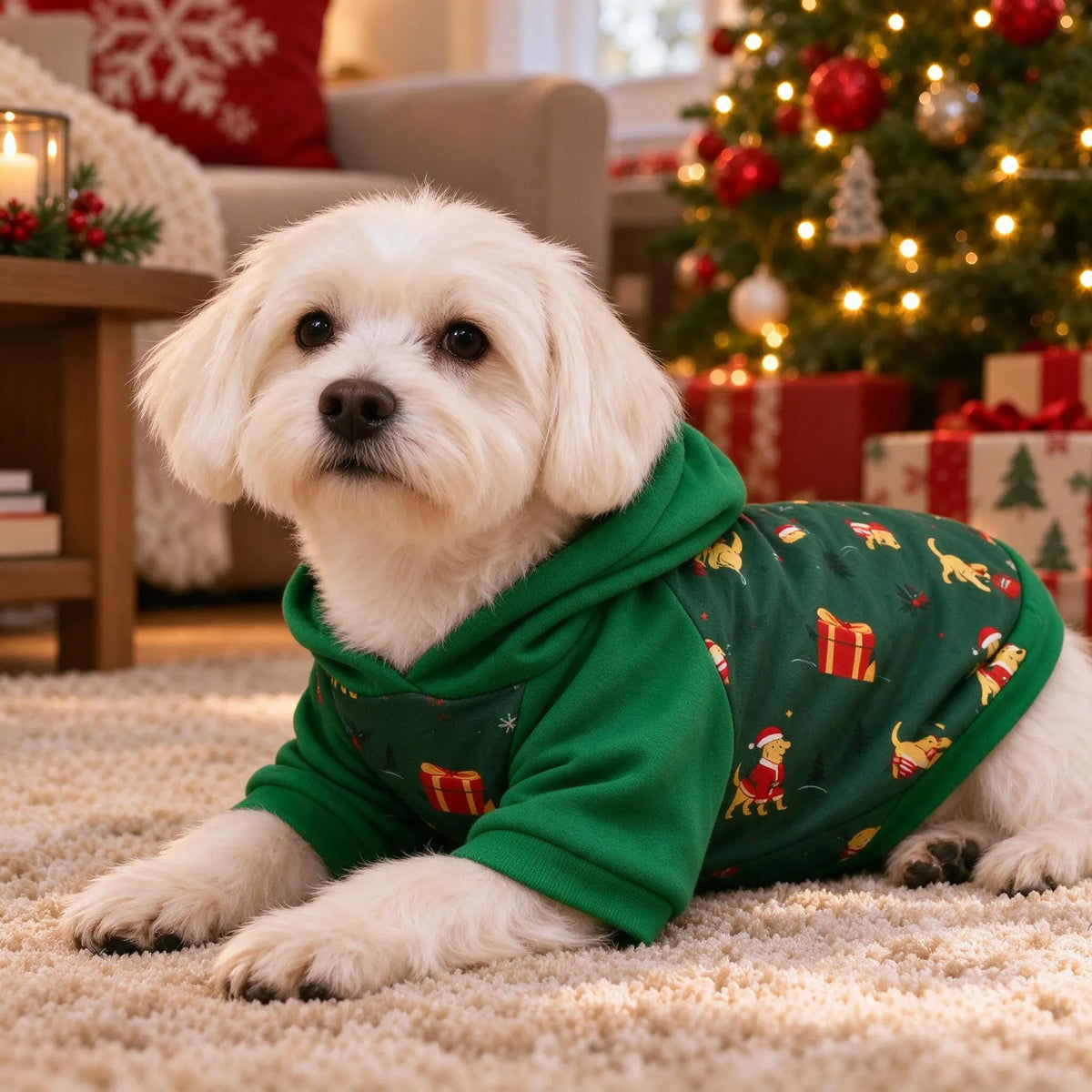 Christmas Hooded Dog Pullover Sweatshirt