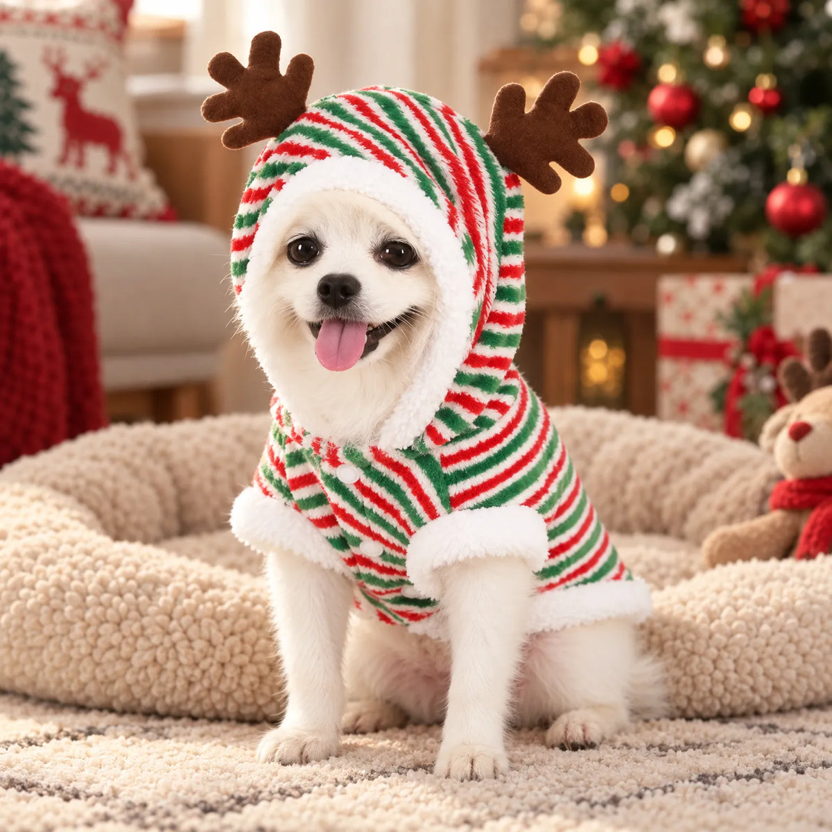 Christmas Hooded Pet Costume Jumpsuit