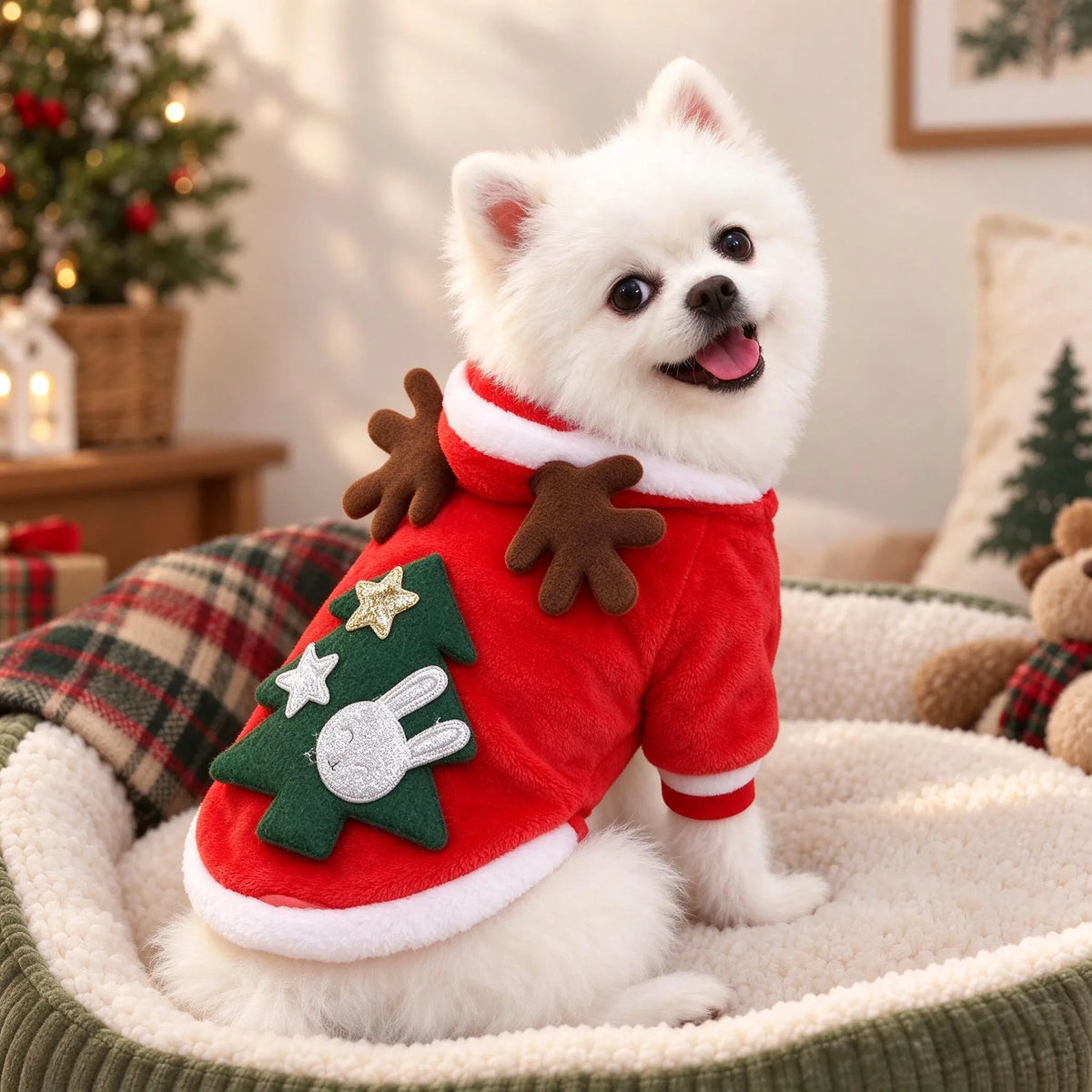 Christmas Hooded Pet Costume Jumpsuit