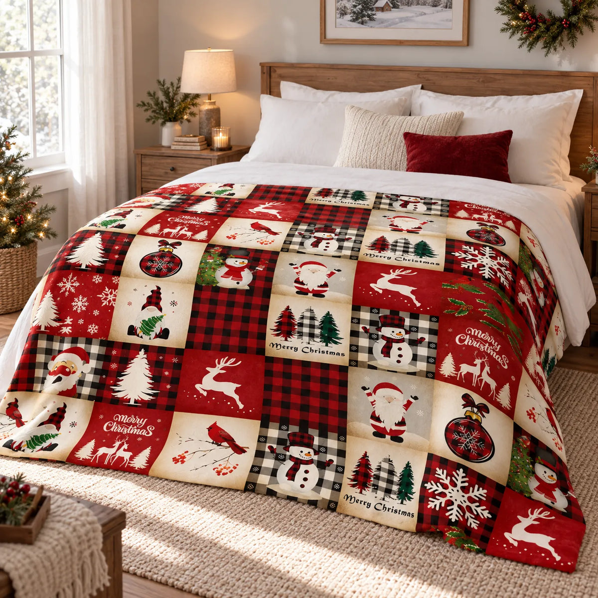 Christmas Printed Rectangular Throw Blanket