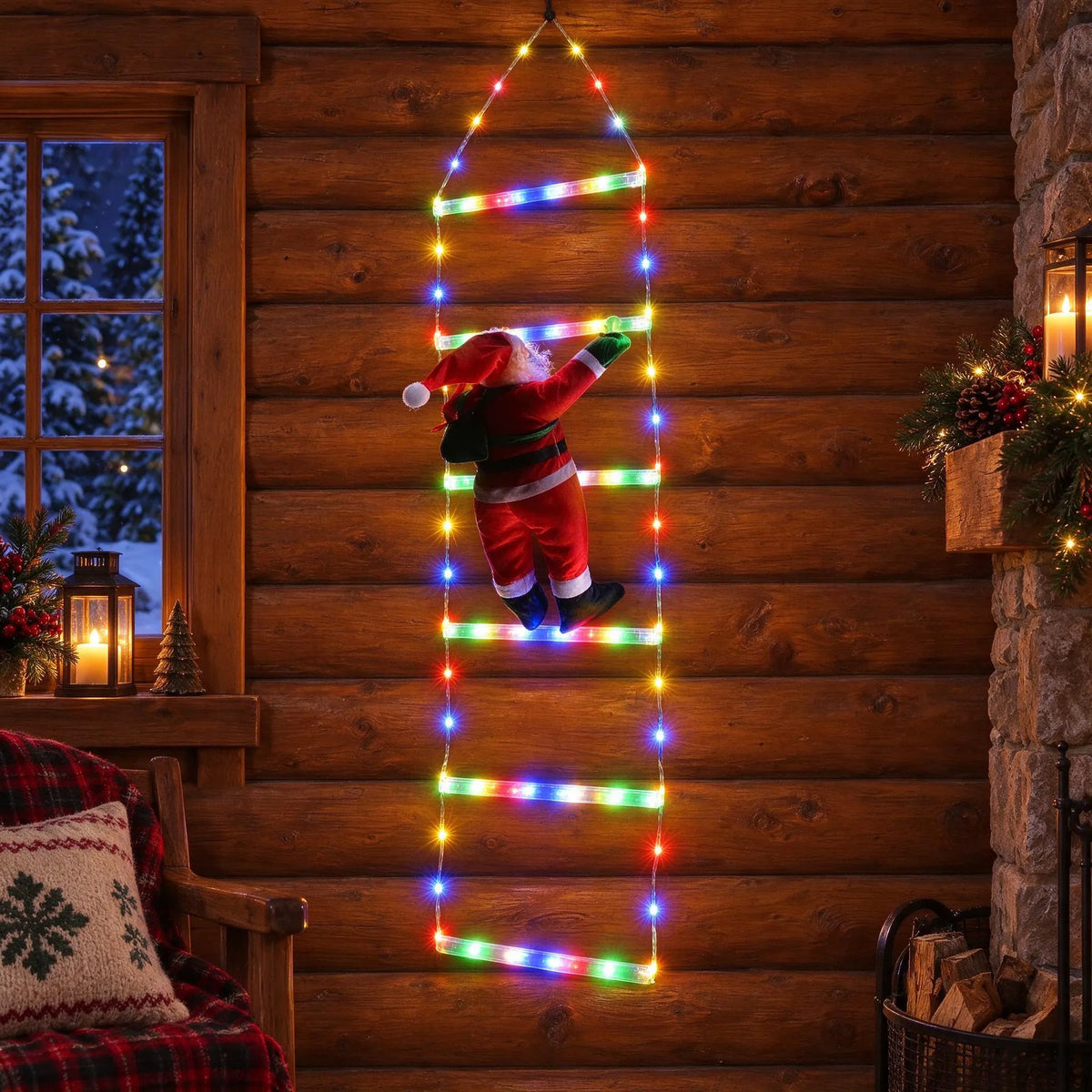 Christmas Santa Claus Climbing Ladder Light