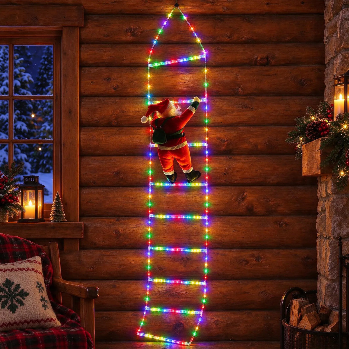 Christmas Santa Claus Climbing Ladder Light