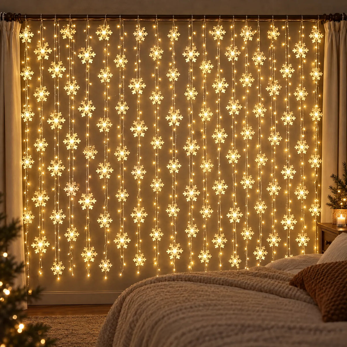 Christmas Snowflake LED Curtain Lights