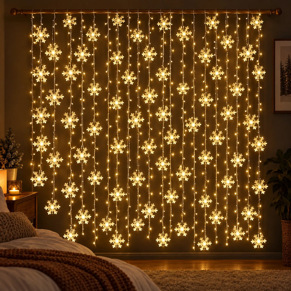 Christmas Snowflake LED Curtain Lights