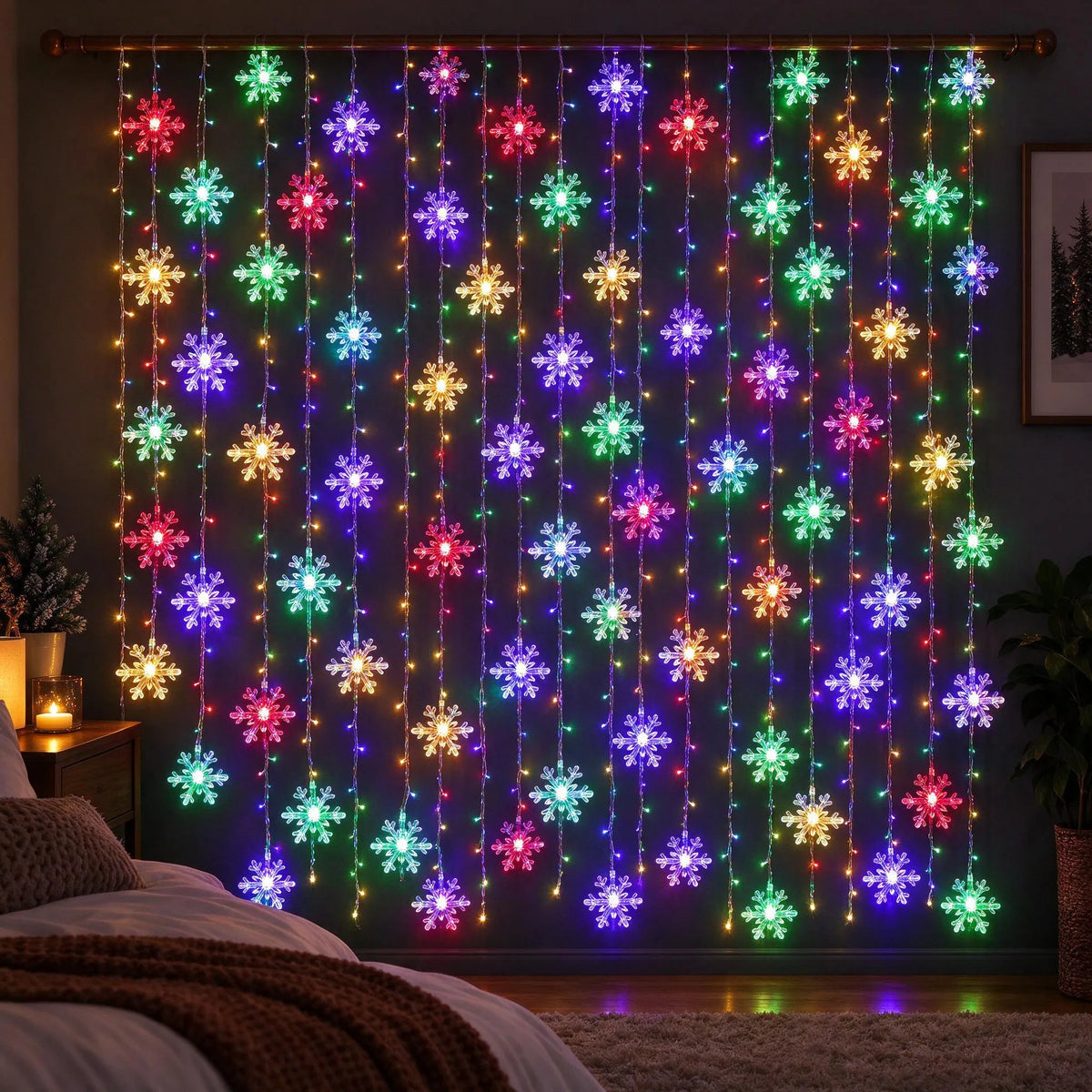 Christmas Snowflake LED Curtain Lights