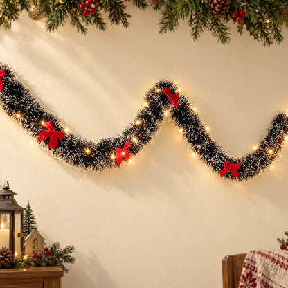 Christmas Tinsel Garland With Bows