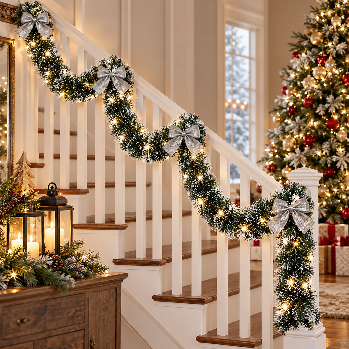 Christmas Tinsel Garland With Bows