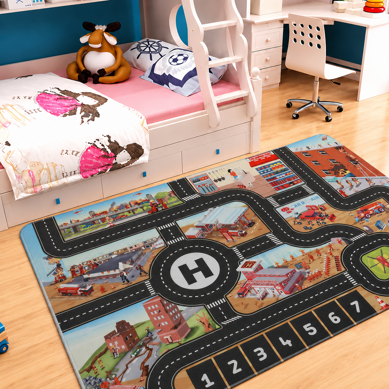 City Road Map Traffic Play Mat for Kids Indoor Use | Kendora