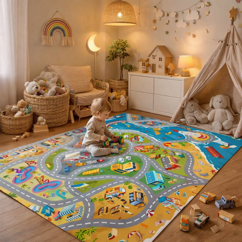 City Road Print Kids Play Mat Rug for Toy Cars | Marvexa