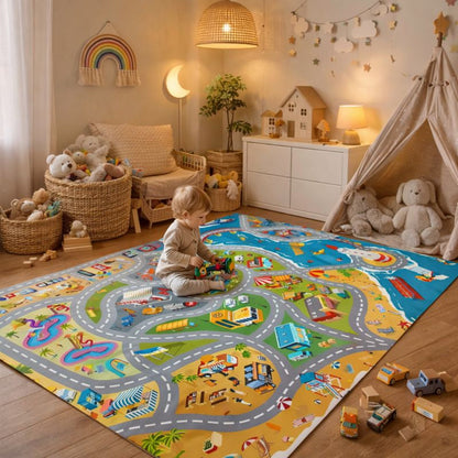City Road Print Kids Play Mat Rug for Toy Cars | Marvexa