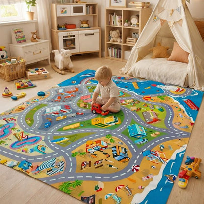 City Road Print Kids Play Mat Rug for Toy Cars | Marvexa
