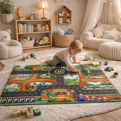 City Traffic Road Play Mat with Parking Route Design | Talmera