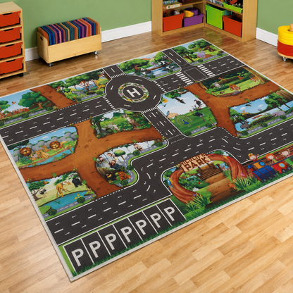 City Traffic Road Play Mat with Parking Route Design | Talmera