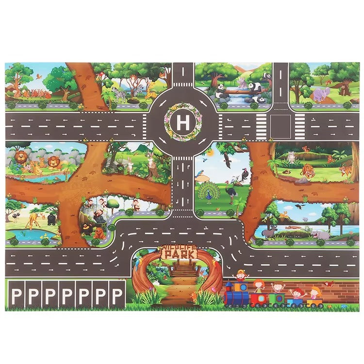 City Traffic Road Play Mat with Parking Route Design | Talmera