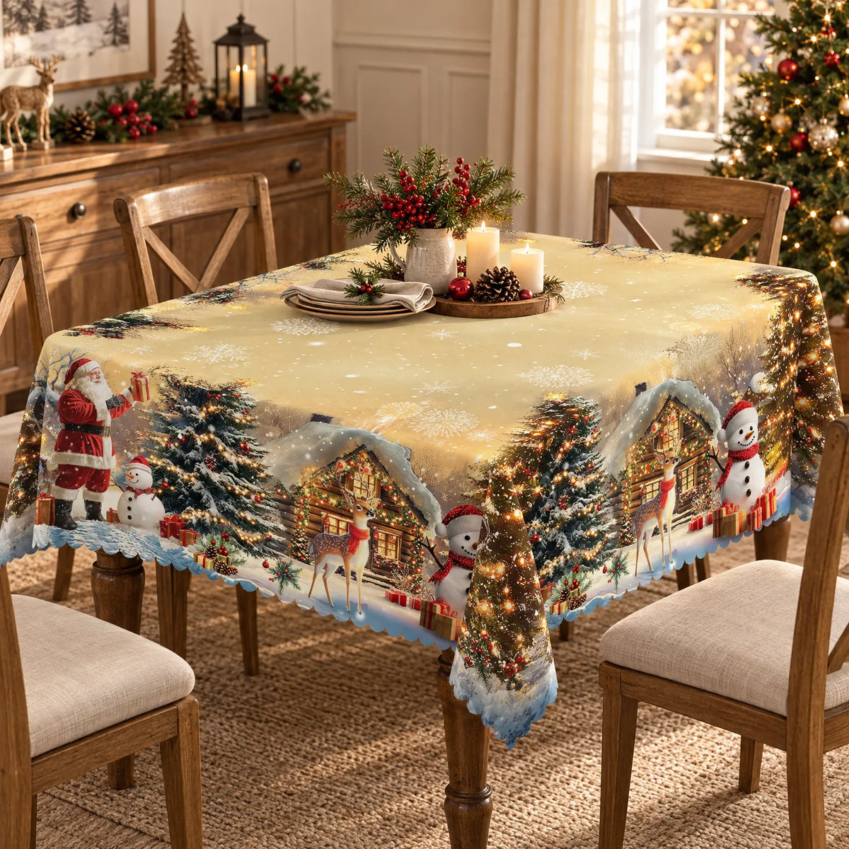 Classic Printed Christmas Dining Tablecloth