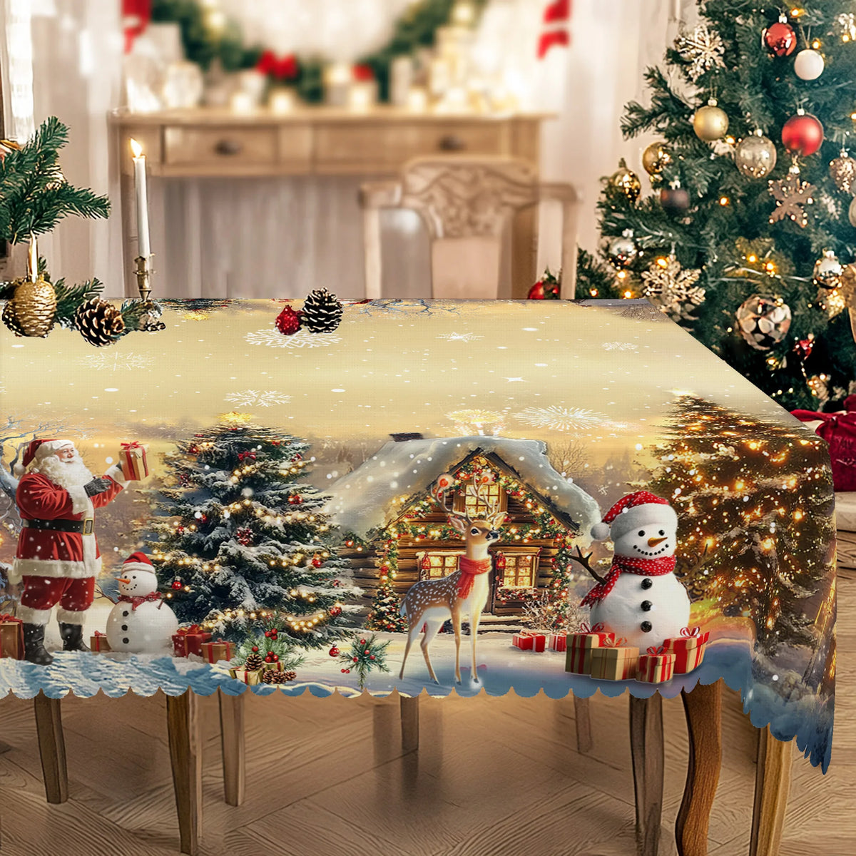 Classic Printed Christmas Dining Tablecloth