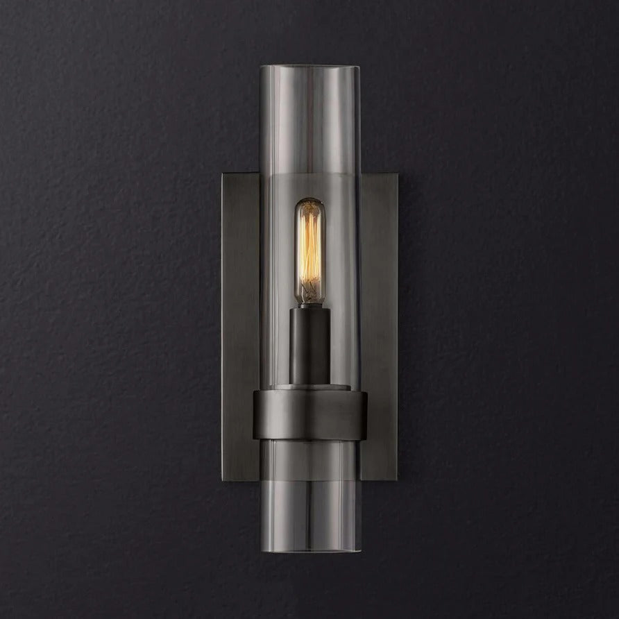 Clear Glass Cylinder Indoor Traditional Wall Light | Lumvoro