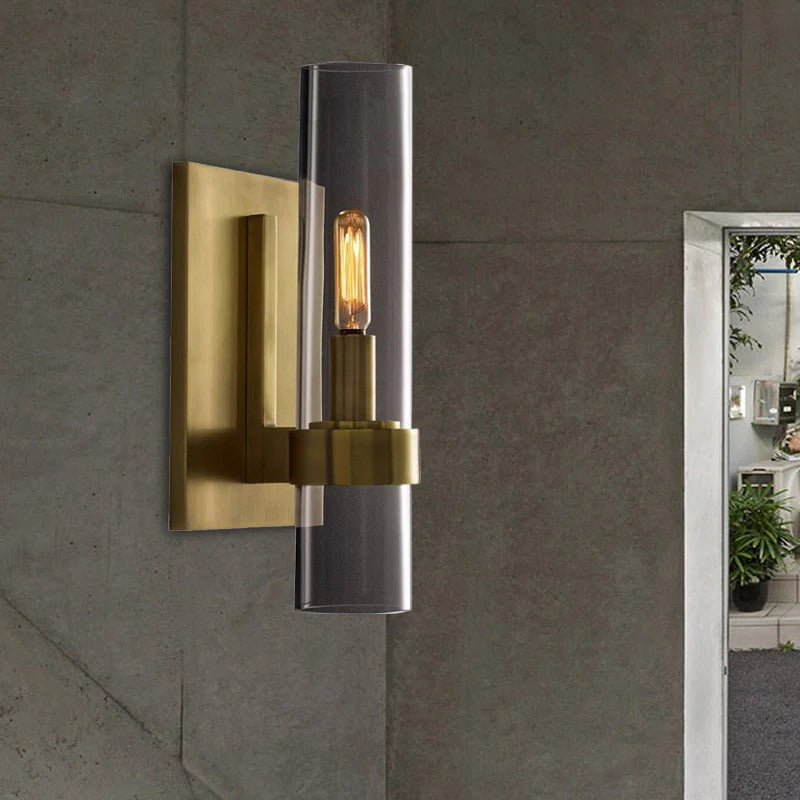 Clear Glass Cylinder Indoor Traditional Wall Light | Lumvoro