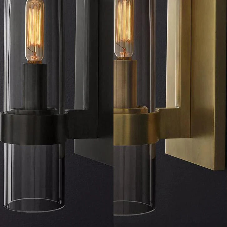 Clear Glass Cylinder Indoor Traditional Wall Light | Lumvoro