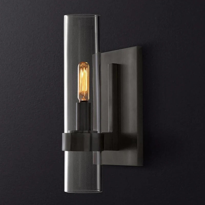Clear Glass Cylinder Indoor Traditional Wall Light | Lumvoro