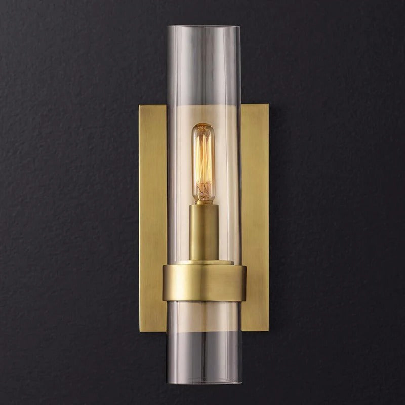 Clear Glass Cylinder Indoor Traditional Wall Light | Lumvoro