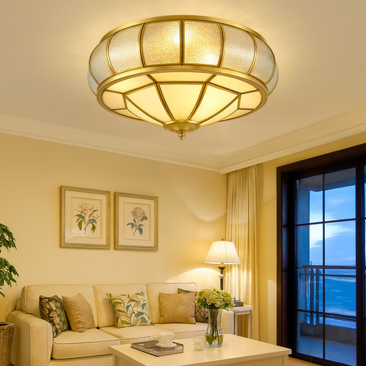 Colonial Flush Mount Ceiling Light Vintage Glass | Silenne