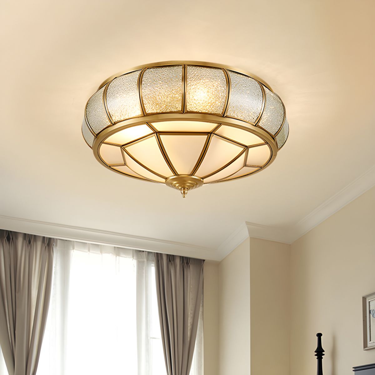 Colonial Flush Mount Ceiling Light Vintage Glass | Silenne