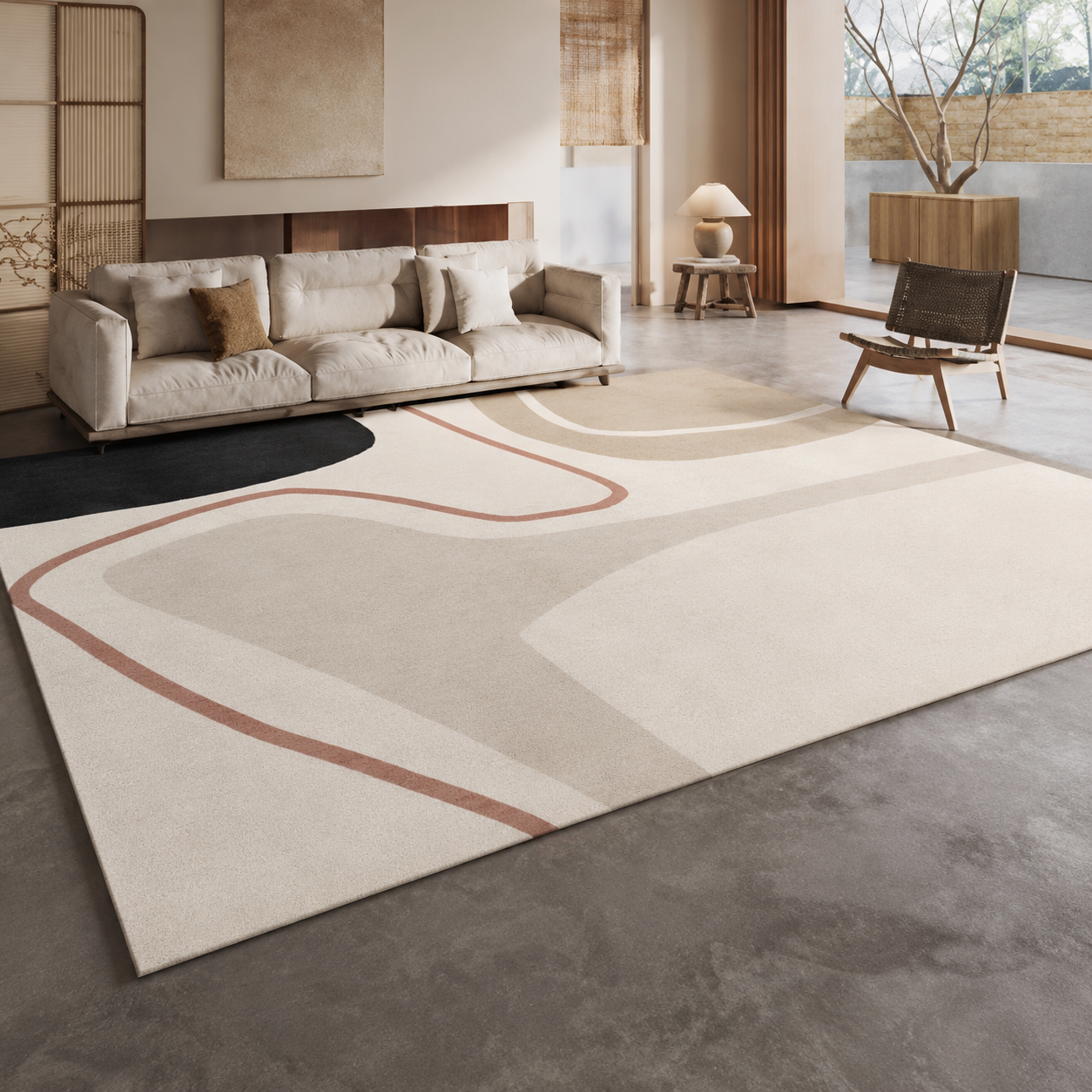 Colour Block Pattern Polyester Scandinavian Rug | Tavrien