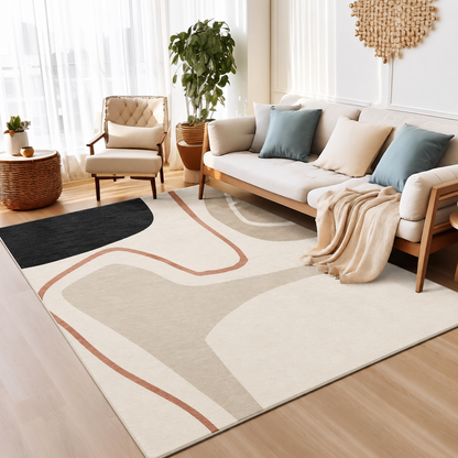 Colour Block Pattern Polyester Scandinavian Rug | Tavrien