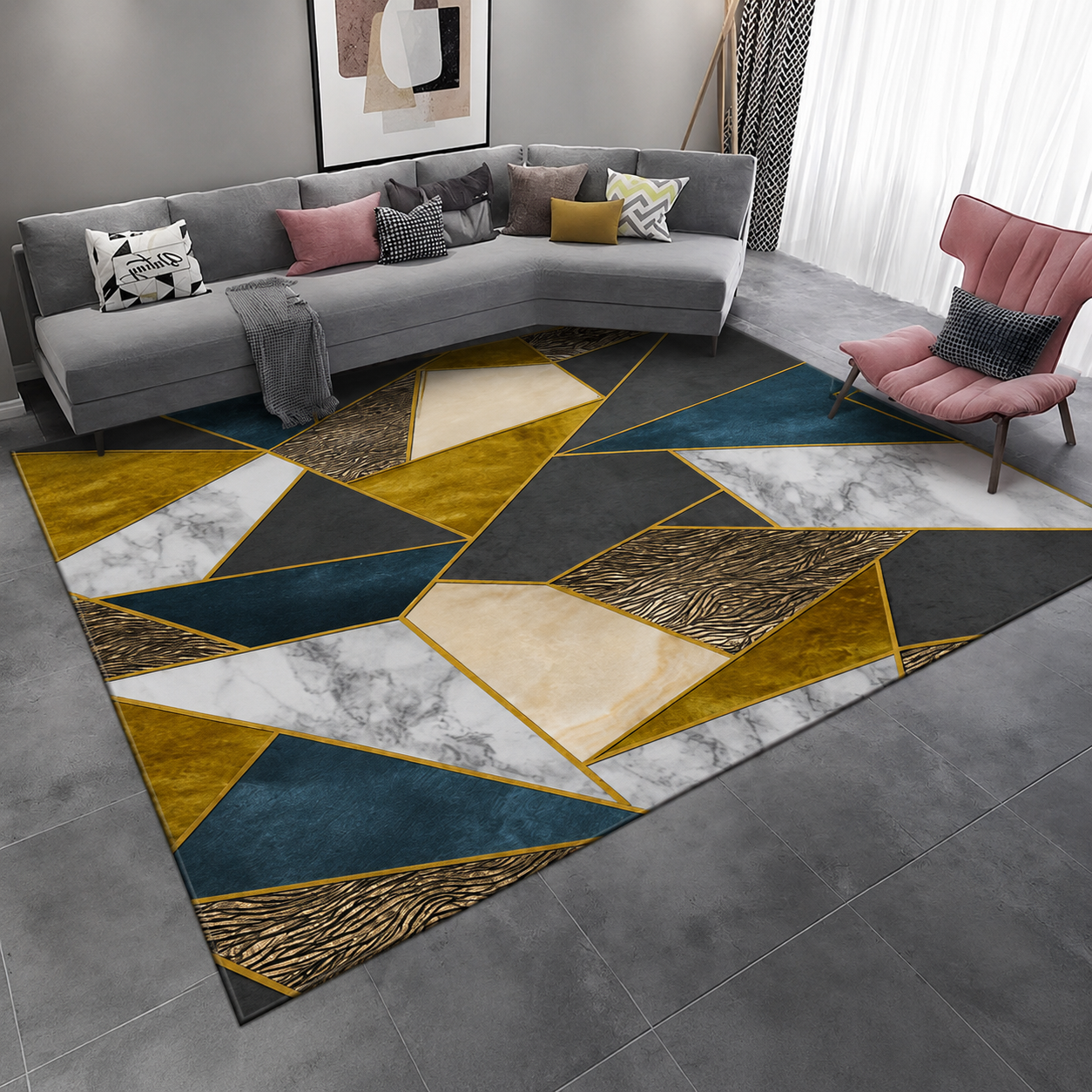 Colourful Geometric Area Rug for Modern Living Spaces | Cendora
