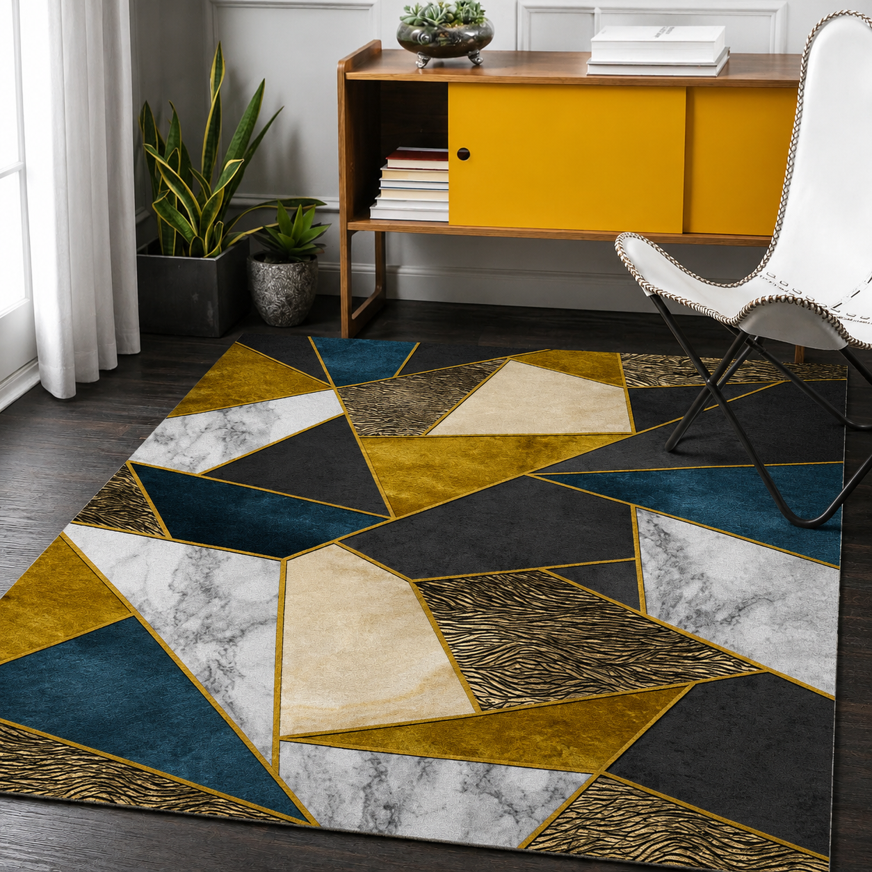Colourful Geometric Area Rug for Modern Living Spaces | Cendora